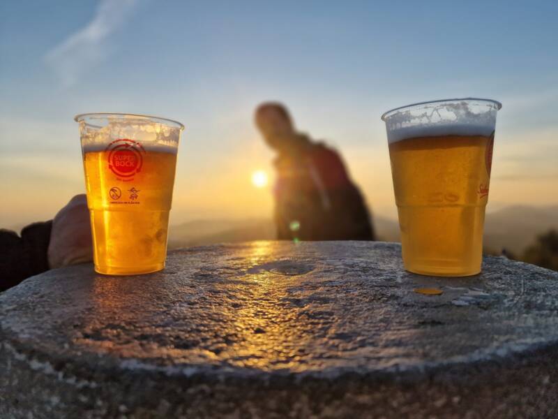 Sunset beers toast